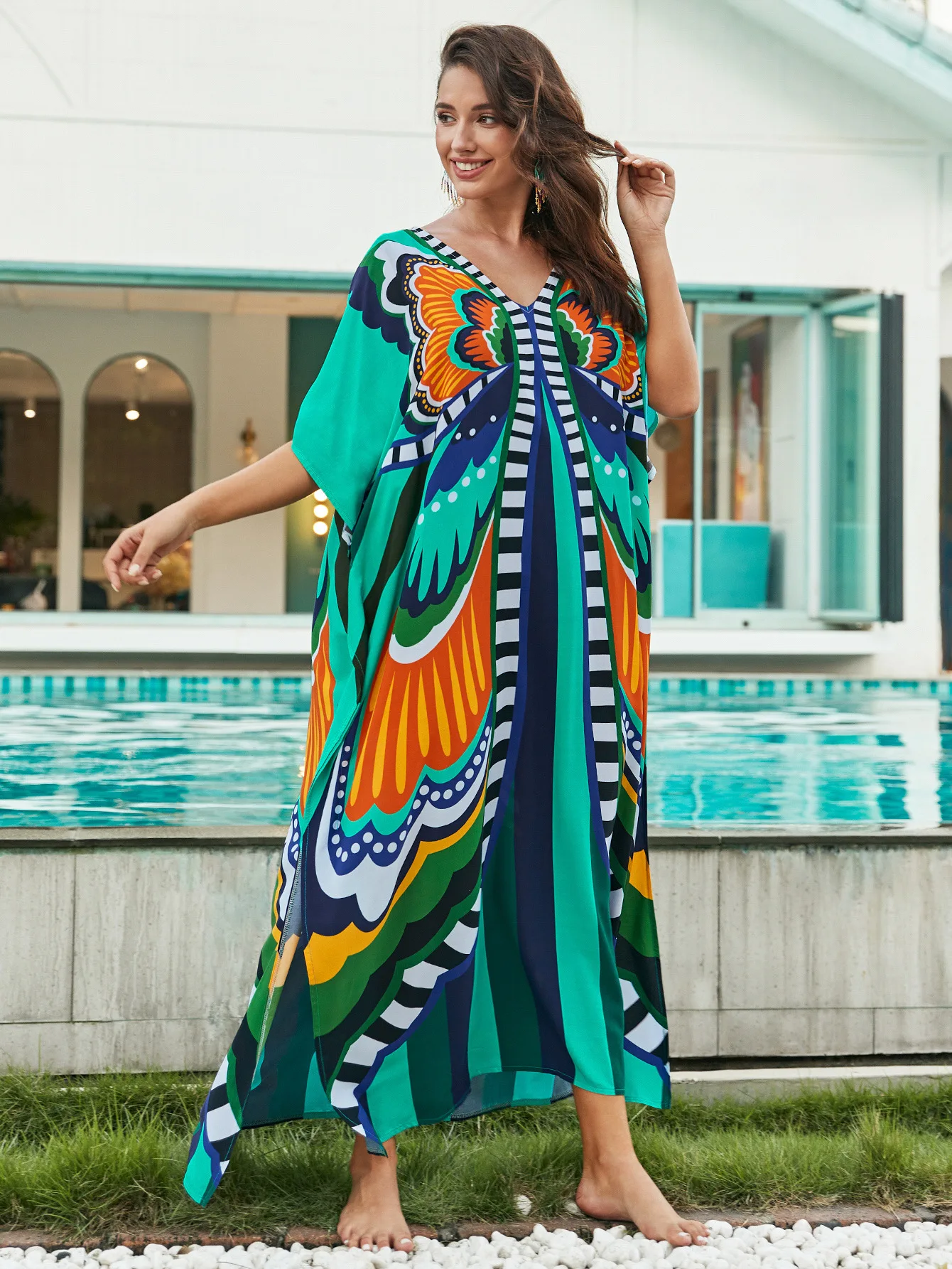 Sukienki Kaftan dla kobiet Plus Size Strój kąpielowy Zakrycie Kaftan Maxi Sukienki plażowe