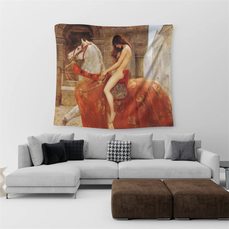 Gaslight Gatekeep Girlboss Lady Godiva نسيج الجدار الشنق الفن لغرفة النوم غرفة المعيشة ديكور كلية النوم