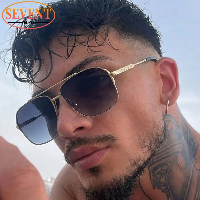 

Ooversized Square Sunglasses Men 2026 Luxury Brand Vintage Gold Metal Double Bridge Sun Glasses Outdoor Driving Shades Eyewear