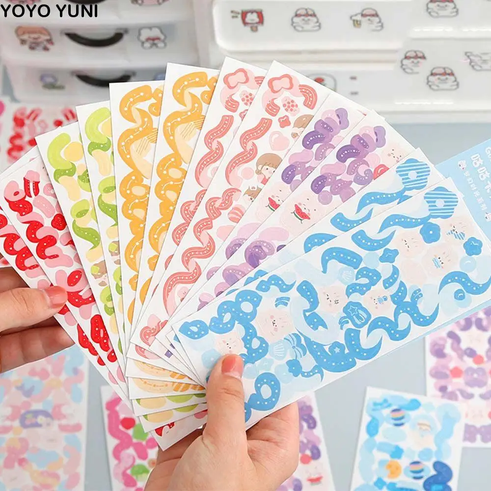

Sticker Glitter Laser Ribbon Idol Card Photo Hand Account Decoration Decorative Stickers Stickey Stationery Ribbon Stickers Set