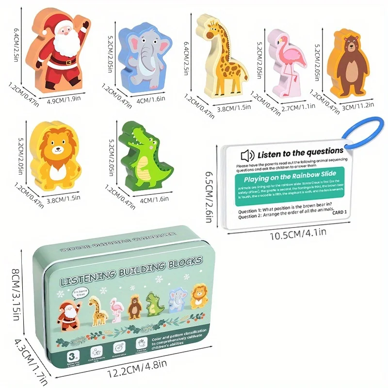 مجموعة بناء التعلم للاستماع مع مكعبات خشبية وبطاقات تفاعلية لتطوير اللغة وألعاب القراءة والأنشطة الحركية الدقيقة هدية