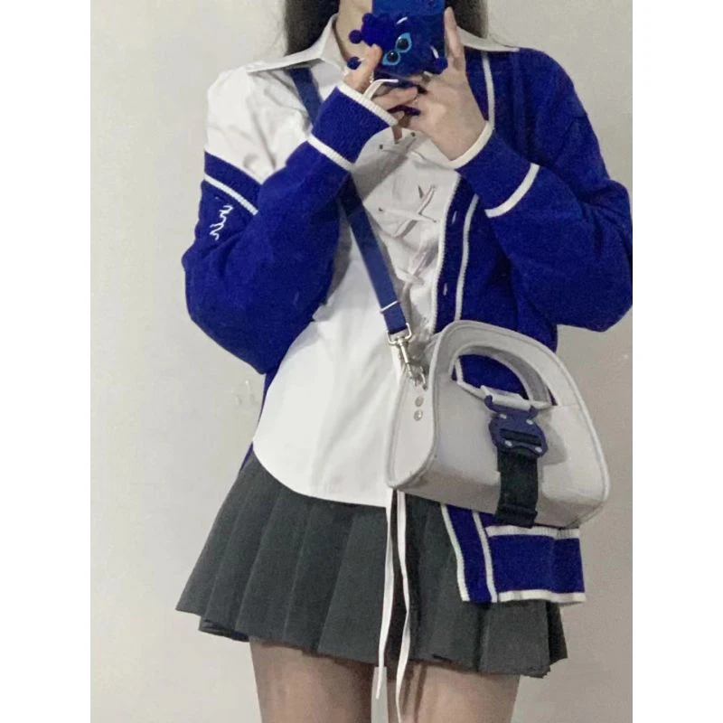 Y2K M-4Xl White Shirts Women Streetwear Bandage Long Sleeve Crop Tops Preppy Korean Fashion Tunic Casual All Match Chic Blouses