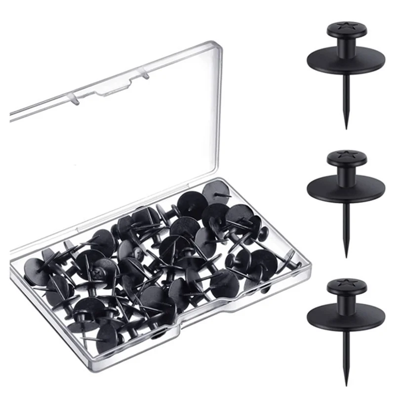 50 Pcs Double Headed Picture Hangers Nails Black Thumb Tacks Small Head Hanging Nails Push Pins Decorative Wall Hooks