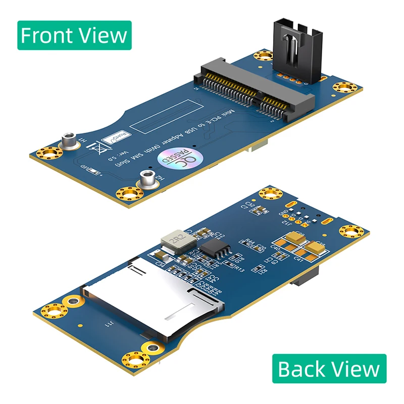 Адаптер Mini PCIE — USB 2.0 + слот для SIM-карты для модуля WWAN/LTE Mini PCI Express — плата USB Riser с 9-контактным кабелем для настольных ПК