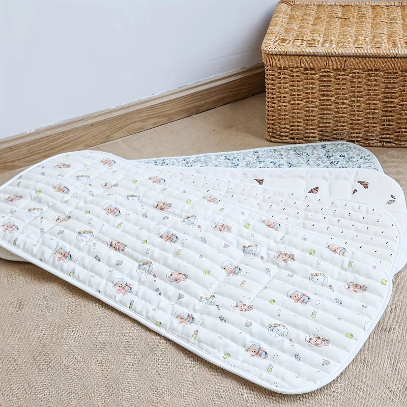 Подушка для детского автокресла, новые тонкие хлопковые подушечки с принтом для колясок, стульчики для кормления, дышащая, машинная стирка, удобная коляска