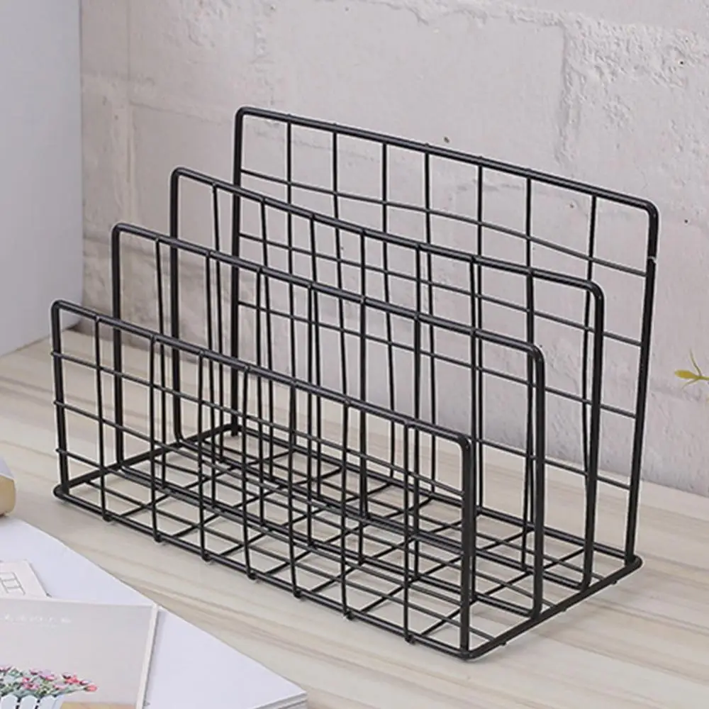 1/2/4 Layers Iron Grid File Book Storage Shelf Organizer Holder Desktop Rack