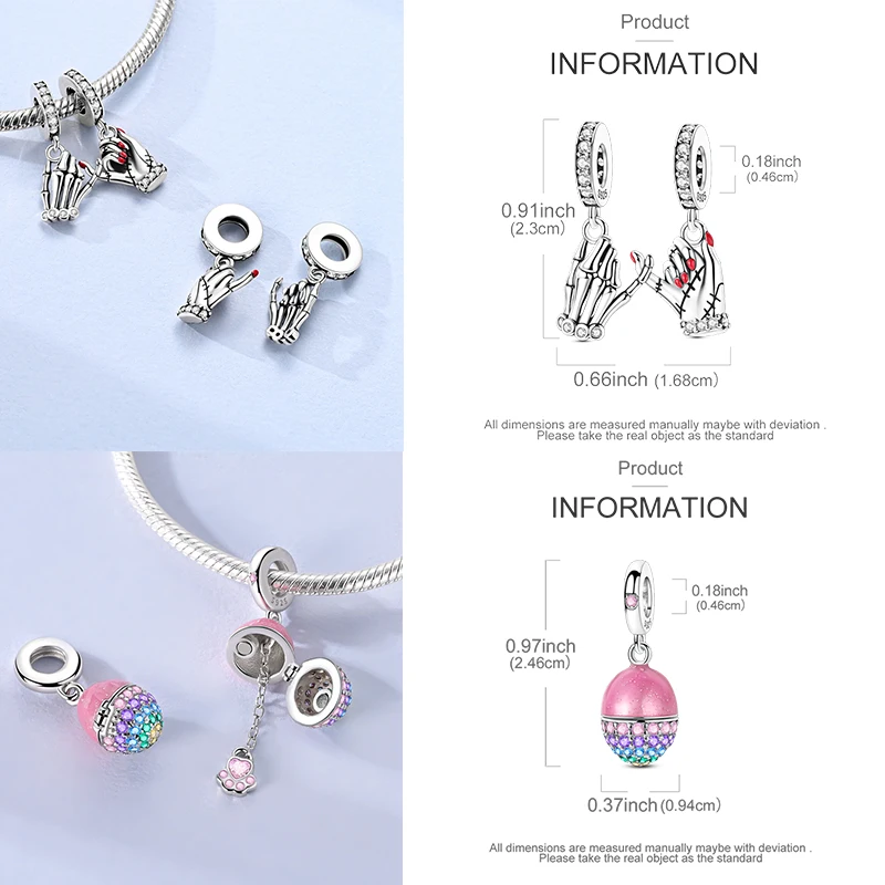 925 Sterling Silber Charm-Perlen Kaffee Ei Toast Sonne Mond Motorrad Schmetterling Frucht DIY Armband Halskette Geschenk für Frauen – Detail 2