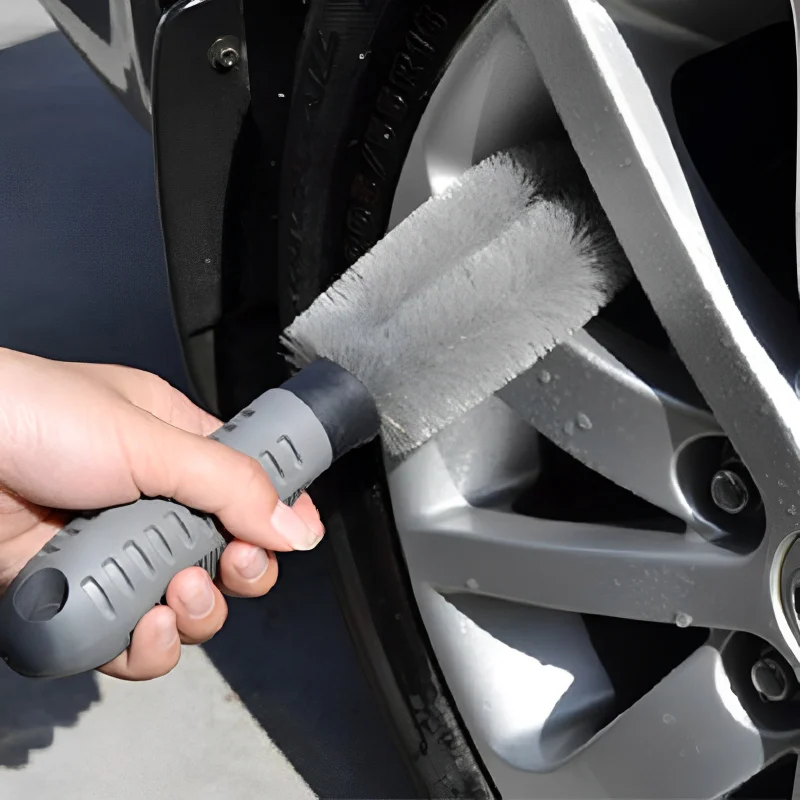 Herramientas de cepillo para llanta de rueda de coche, cepillos de limpieza de neumáticos, depurador de llanta de mango corto, cepillo de lavado de detalles de coche, accesorios de lavado automático