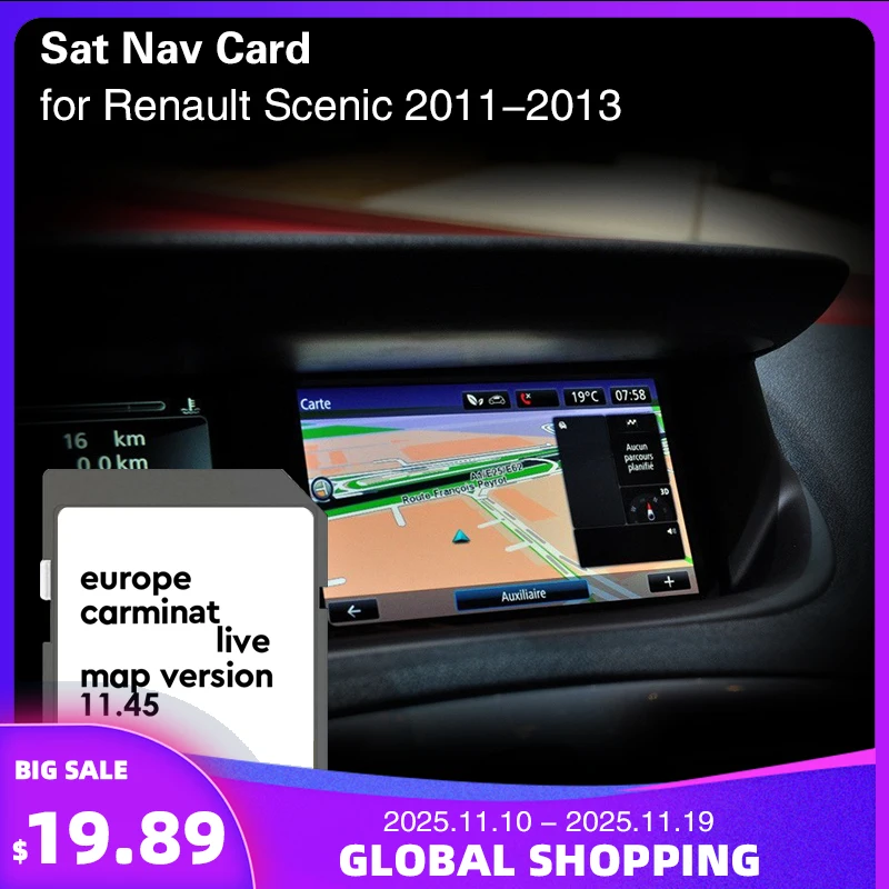 

Compatibile for Renault Scenic 2011 2012 2013 Carminat Live 11.45 Cover Map Lithuania Portugal Ireland Europe GPS SD 8GB Card