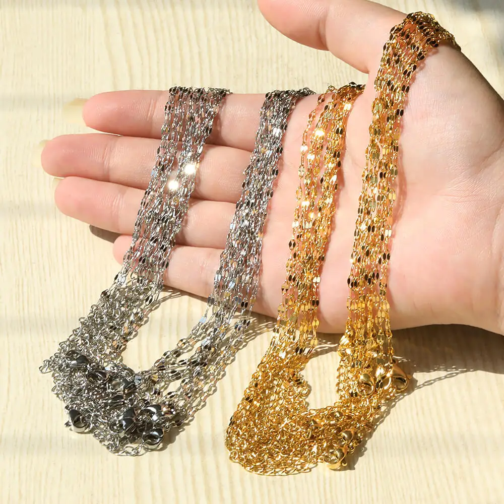 10개/묶음 45cm 스테인리스 스틸 304 링크 목걸이 여성용 주얼리 제작 액세서리 DIY 수제 용품 금색 은색 체인