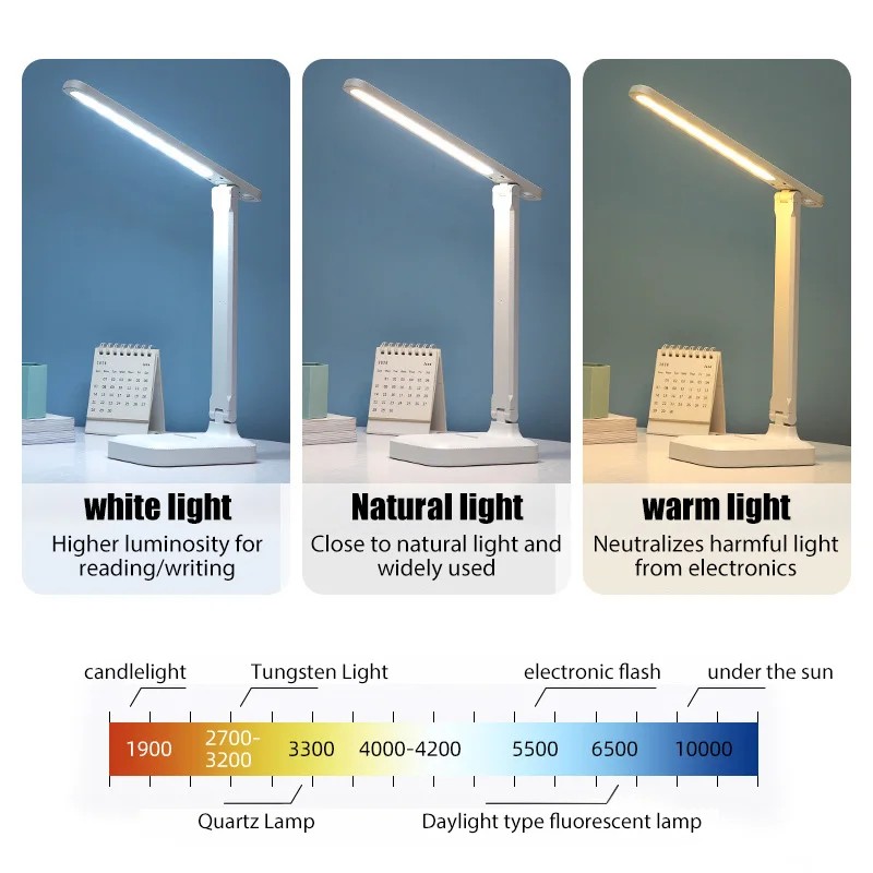 USB LED lampes de bureau pliantes tactile Dimmable 5V Protection des yeux lampe de Table de lecture chambre USB Rechargeable veilleuse maison