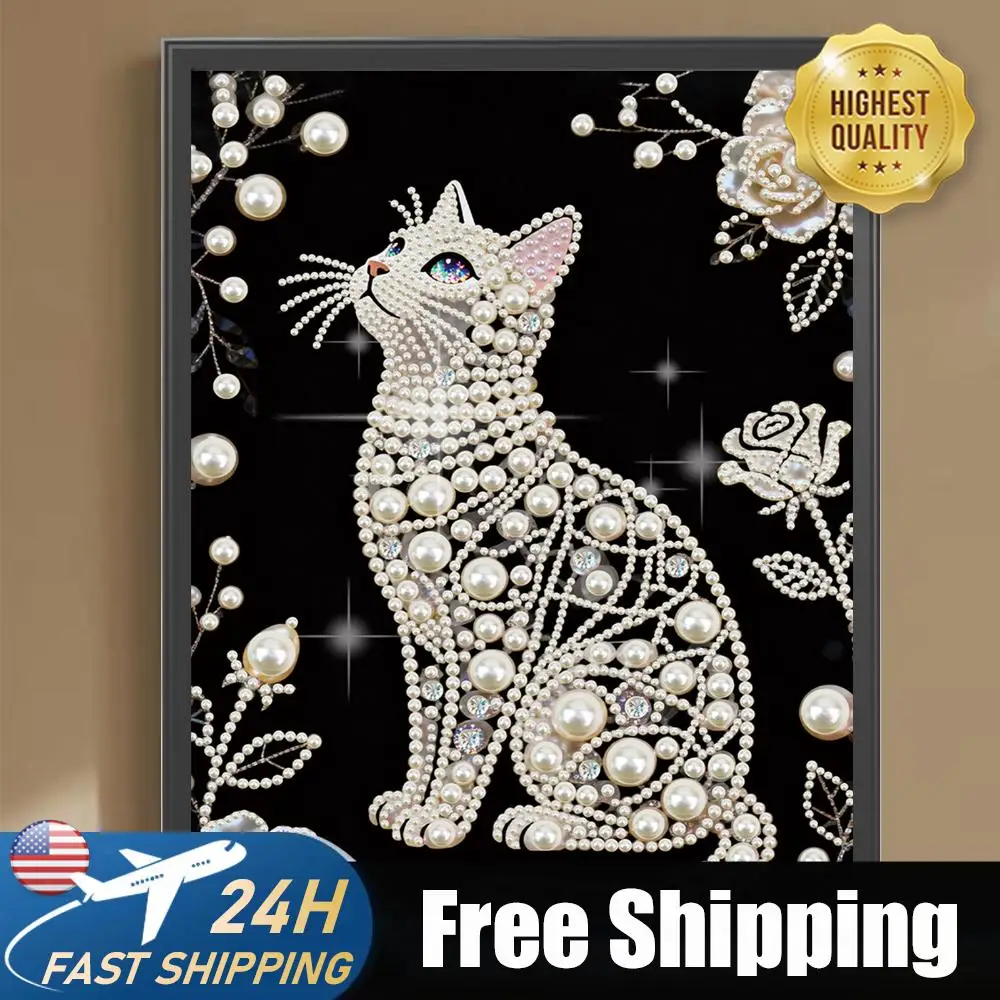 

Набор для рисования жемчужными бусинами Kitten DIY для взрослых, декор для дома, 30x40 см, без рамки