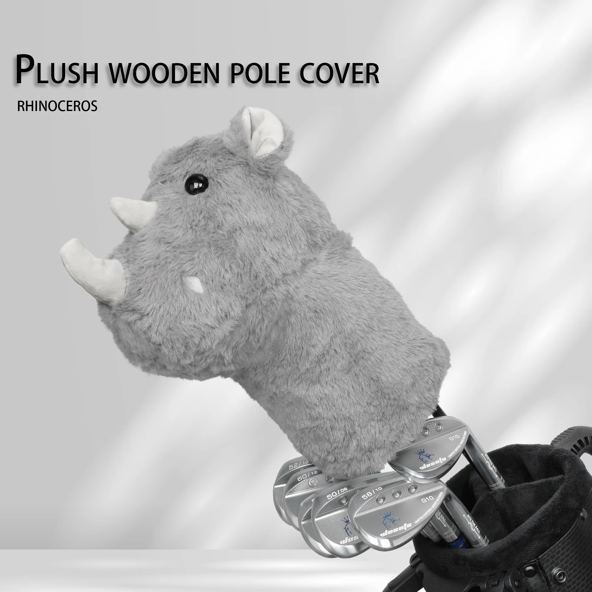 1Pcs Premium Rhino Golf Club Head Cover, 460CC Soft Plush Animal Head Cover, Protector for Driver & Fairway Wood