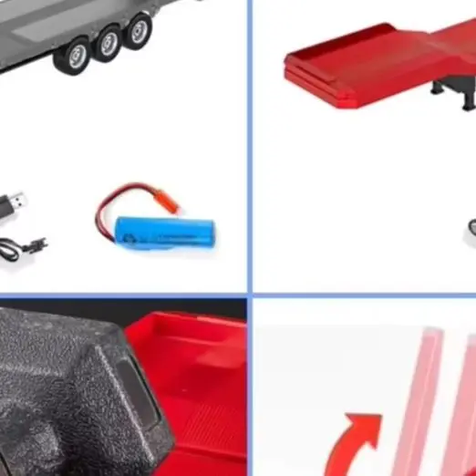 

New Huina 1502 RC Trailer 1/18 3 Axle Plastic Semi Trailer Flatbed for 1:18 770s RC Tractor Truck Remote Control Vehicle Model