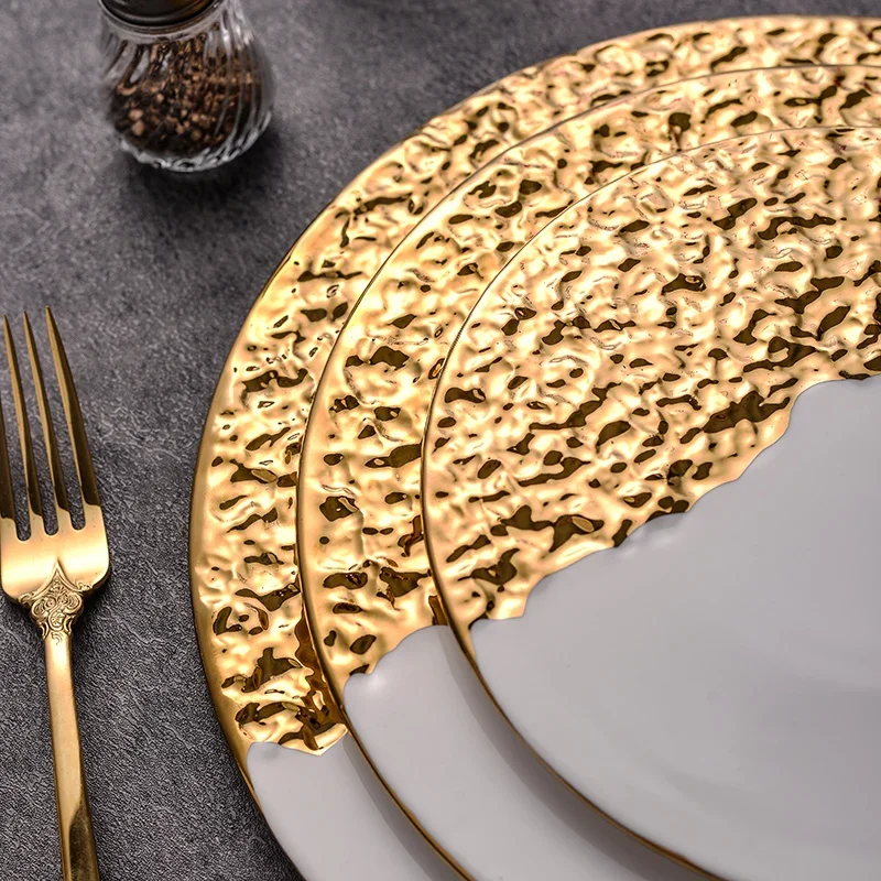 Creative Phnom Penh Rock Plate Ceramic Household Tableware Hotel Western-style Steak Plate Round Fruit Sushi Platter