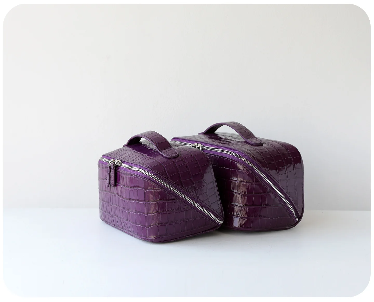 Waschtasche aus echtem Leder mit Krokodilstruktur, großes Fassungsvermögen, Reise-Kosmetik- und Toilettenartikel-Organizer, Damentasche, Make-up-Tasche, Luxustasche – Detail 12