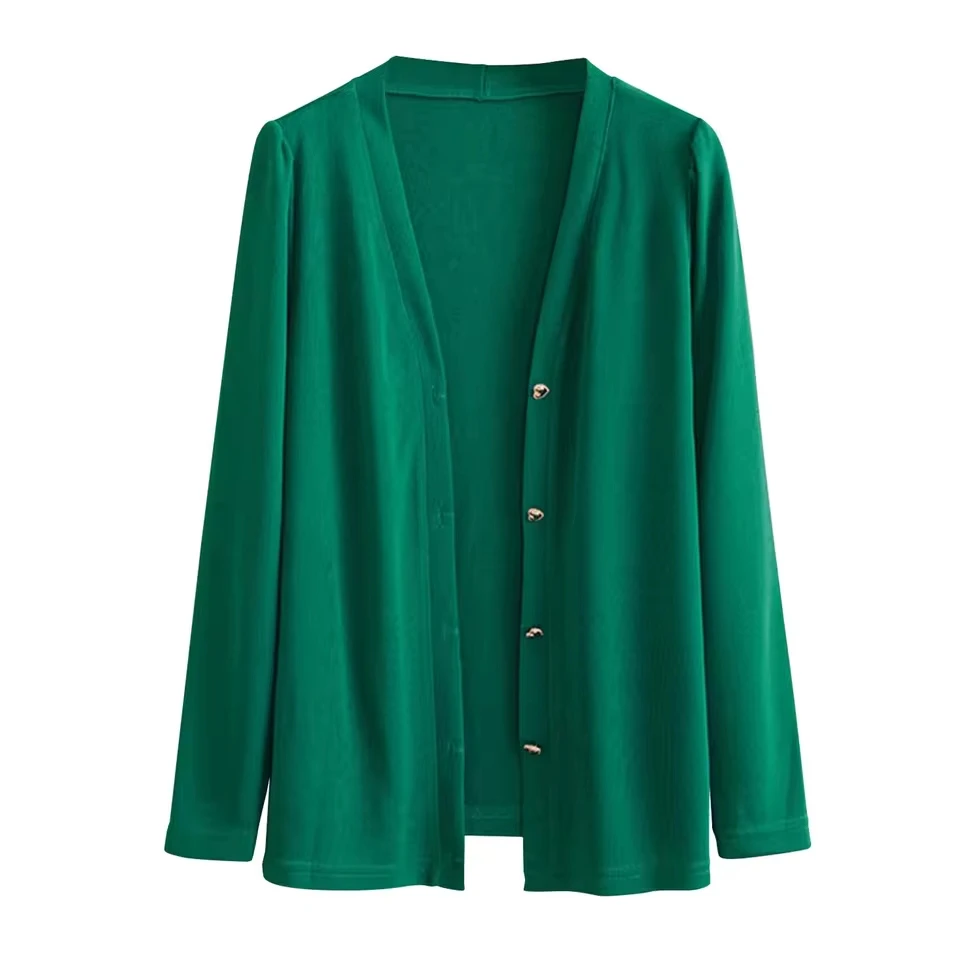

Vintage Basic Solid Knitted Cardigan Asual Cardigan Long Sleeved Top Women'S Sweater Loose-Fit Casual Knitwear