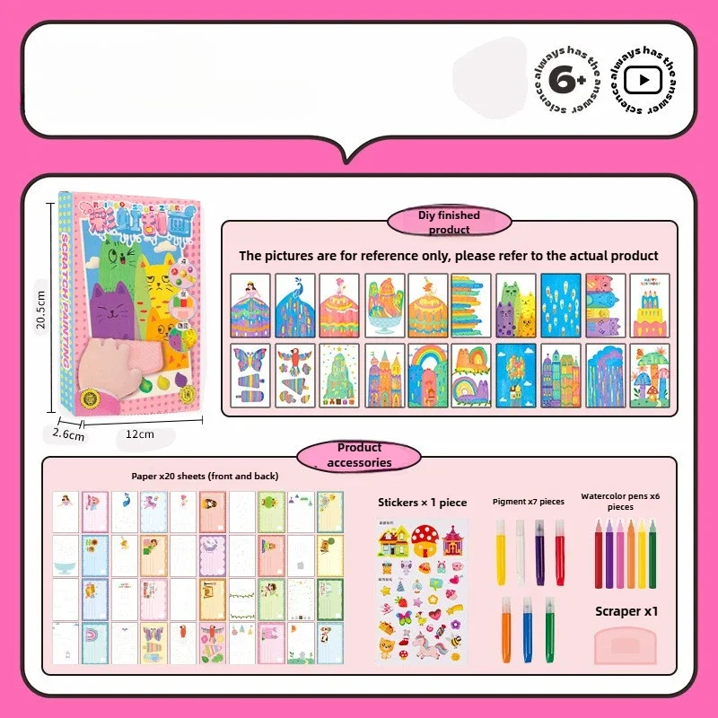 Scratch Off Foto's Regenboog Schilderij Set Kleur Kinderen DIY Kunstwerk Ansichtkaarten Kinderen Jongens Meisjes Leuk Ambachtelijk Tekenspeelgoed