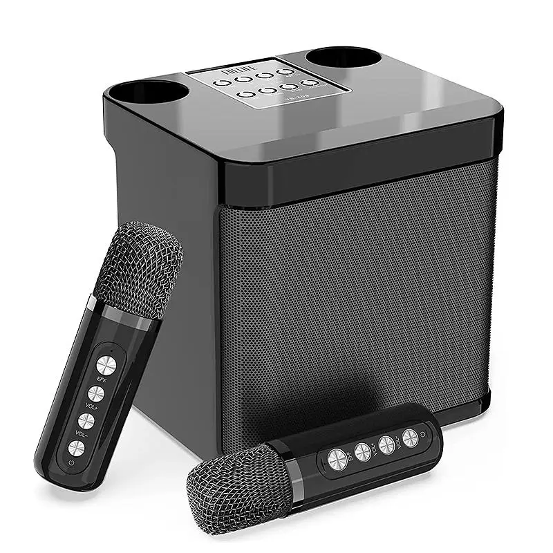 

YS203 bluetooth Speaker with Dual Wireless Microphone Surround Stereo Sound Deep Bass DSP Chip 3000mAh Home Karaoke Machine Kit