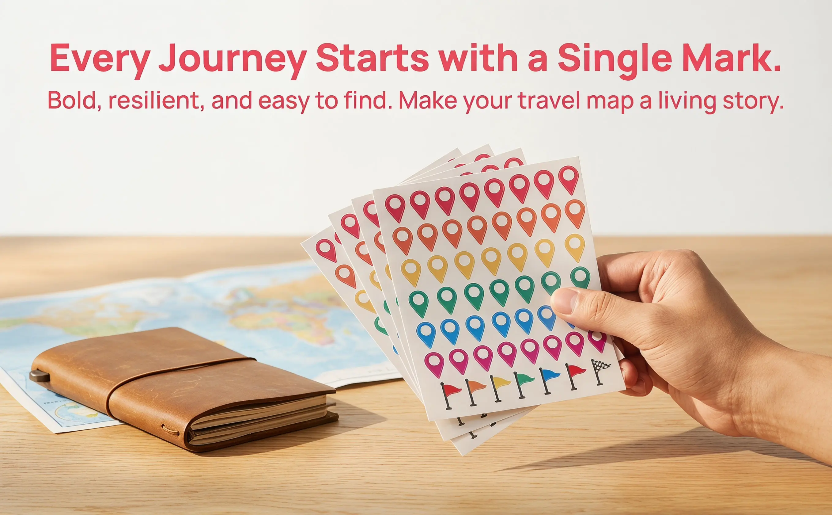 5Sheets Removable Self Adhesive Colorful Map Marker Stickers Location Dots Travel Planning Marking Labels Cartography Adventure