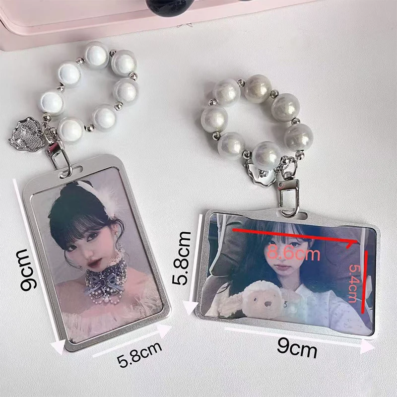 Silver Gray Photocard Display Holder Keychain Photo Card Holder Card Protective Sleeves Transparent Card Holder Pendant Gifts