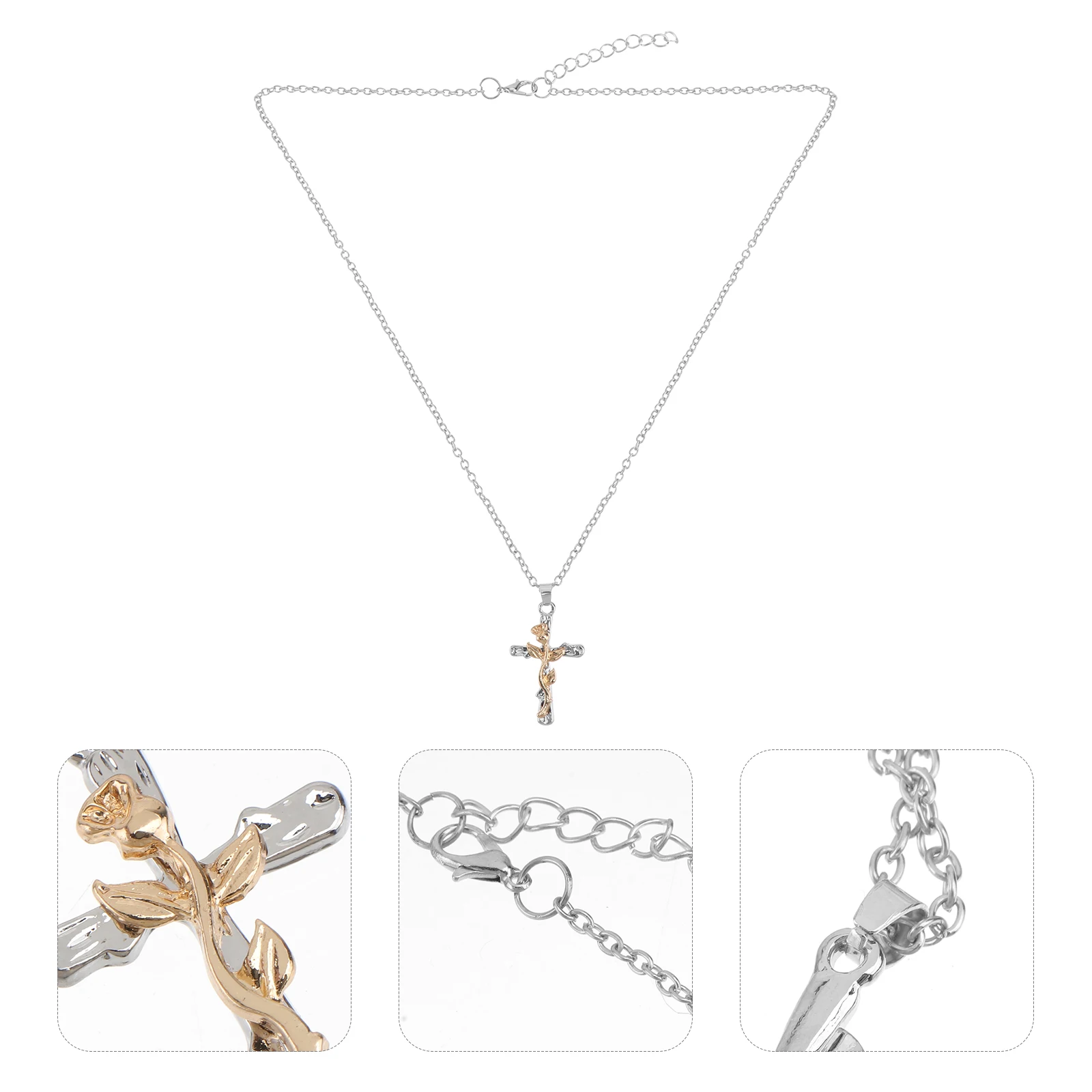

1pc Elegant Cross Retro Choker for Women Alloy Vintage Choker Retro Pendant Jewelry Rose Design Party Wedding Gift