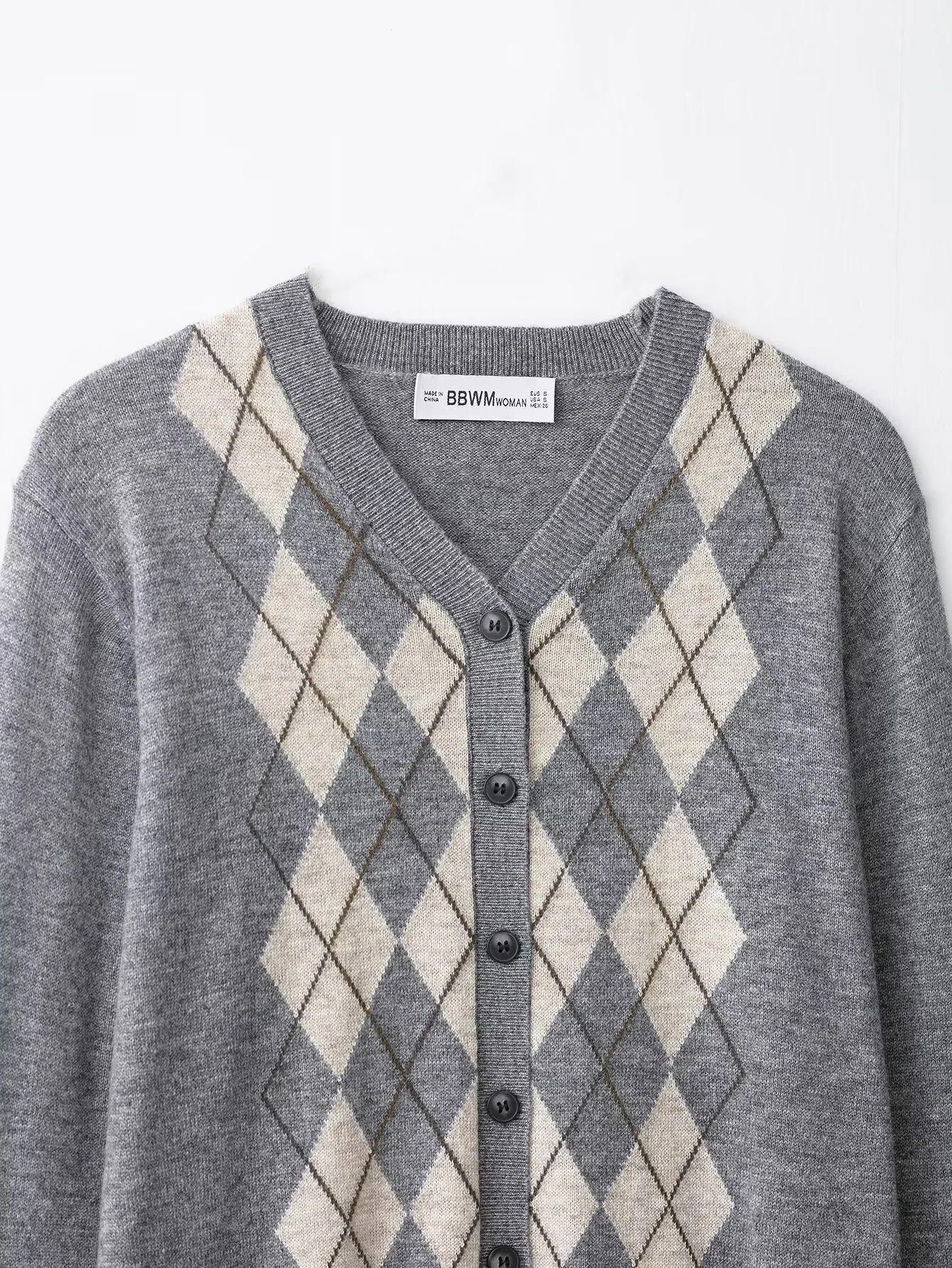 ZERAINS خريف جديد نمط غير رسمي عصري طباعة الماس الخامس الرقبة واحدة الصدر سترة مشغولة من الصوف سترة نسائية #6