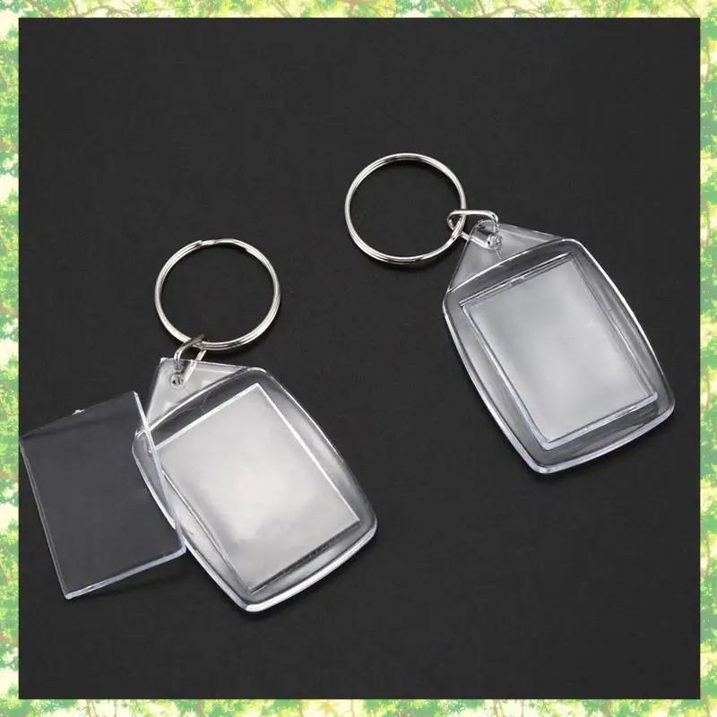 Smart-30X حلقات مفاتيح فارغة من البلاستيك الأكريليك الشفاف إدراج سلسلة مفاتيح صور جواز السفر الموجودة في قاعدة المفتاح