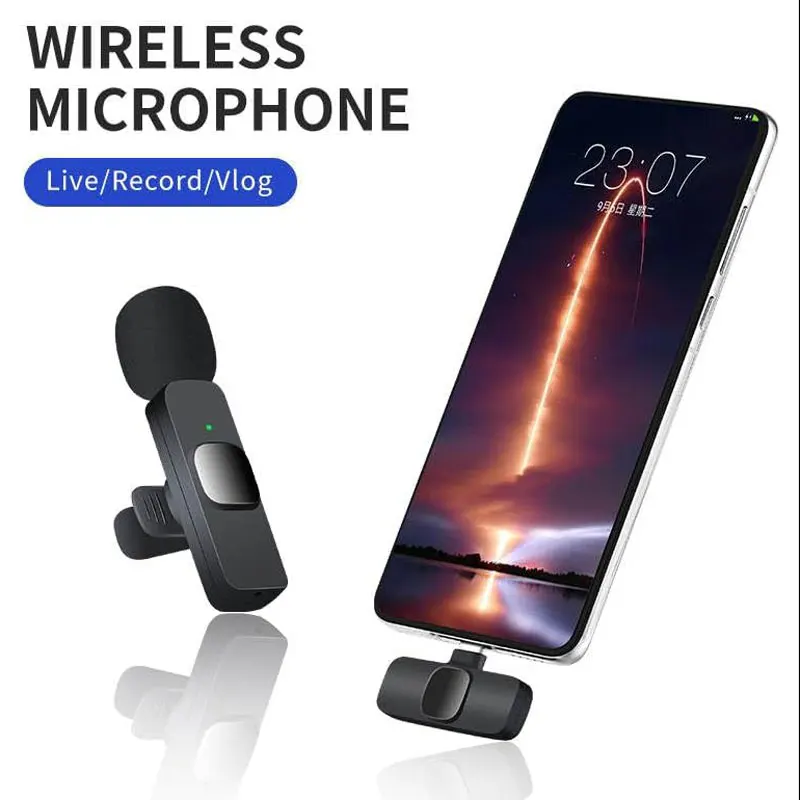 K9 ميكروفون لاسلكي Lavalier ، ميكروفون صغير لهاتف iPhone ، Type-C ، YouTube ، Facebook ، الفيديو ، البث المباشر ، تقليل الضوضاء الذكي