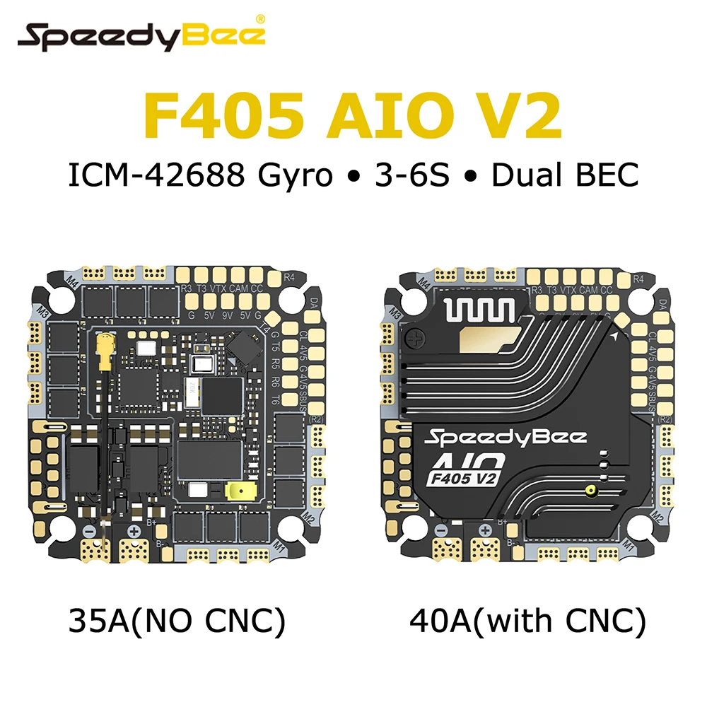 SpeedyBee F405 AIO V2 Controllore di volo 35A 40A 3-6S Supporto doppio BEC Unità aerea DJI O3 O4