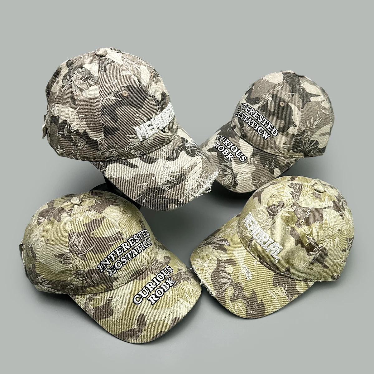 

Personal American Retro Letter Embroidery Baseball Hats New Women Men Sunshade Camouflage Versatile Broken Fashion Peaked Caps