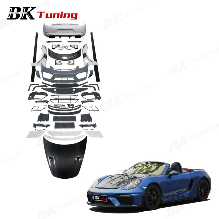 ForTuning 981 Cayman Boxster Upgrade 718 GT4 Style Full Body Parts PP Plastic+Carbon Fiber Bodykit for Porsche 981 GT4 Body Kits