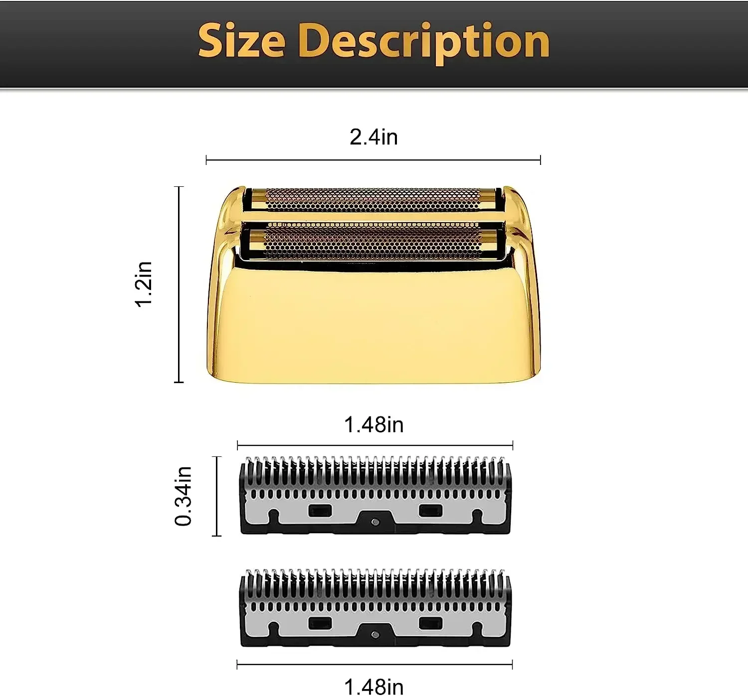 Replacement Foil and Cutters for BaBylissPRO Barberology FXFS2 Double Foil Electric Shaver,Replacement Head,Gold