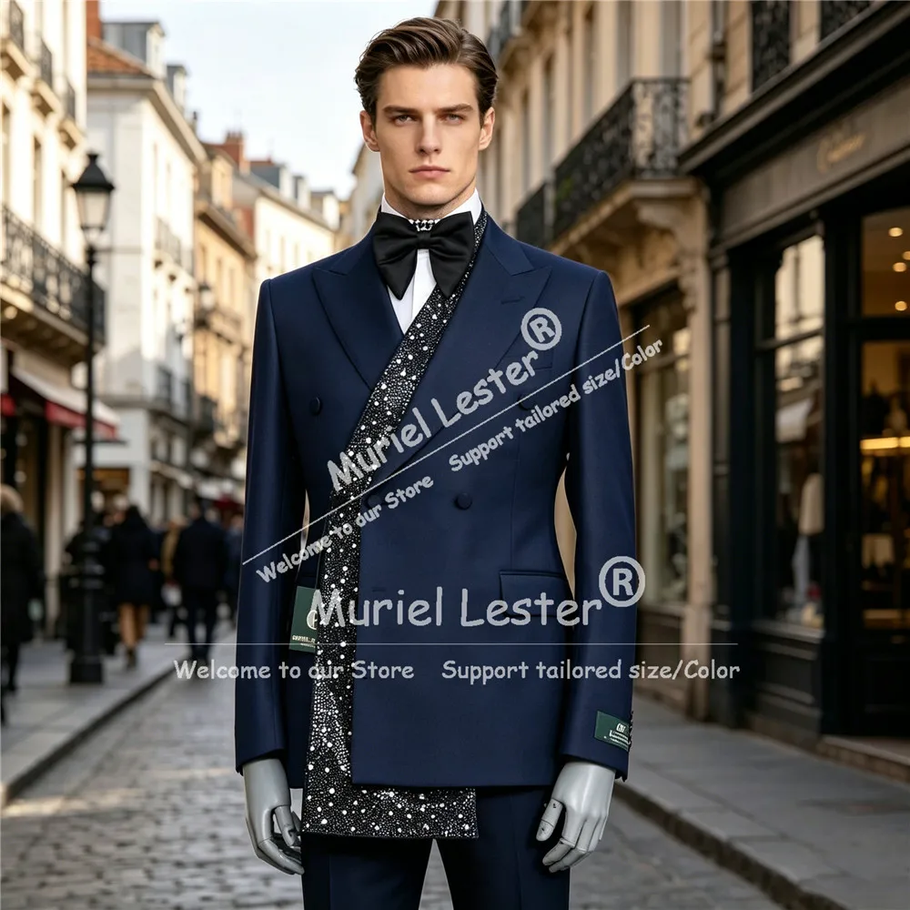Exclusive Wedding Suits For Man Crystal Beading Jakcet Pants 2 Piece Sets Groom Formal Party Tuxedos Customized Man Outfits 2026