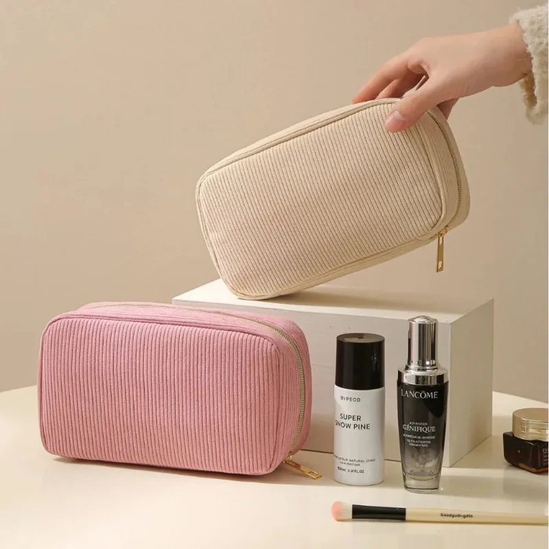 Corduroy Travel Cosmetic Bag Portable Makeup Storage Bag Purses Women Zipper Make Up Organizer Travel Storage Bag And Makeup Bag image 3