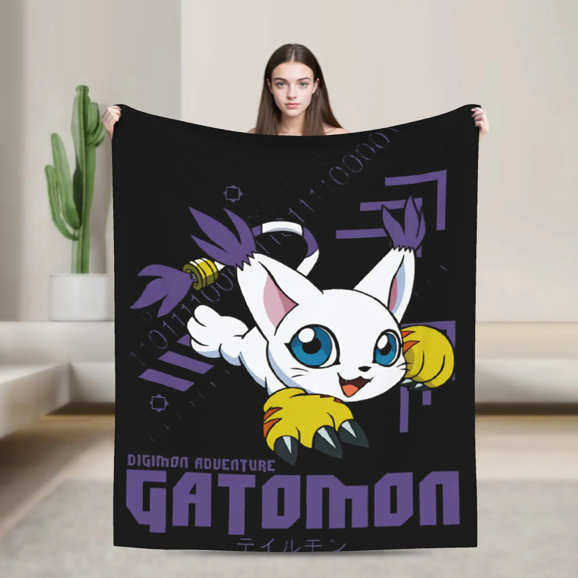 Digimon adventure gatomon фланелевые одеяла теплые мягкие постельные принадлежности пледы для гостиной пикник пушистое покрывало диван-кровать