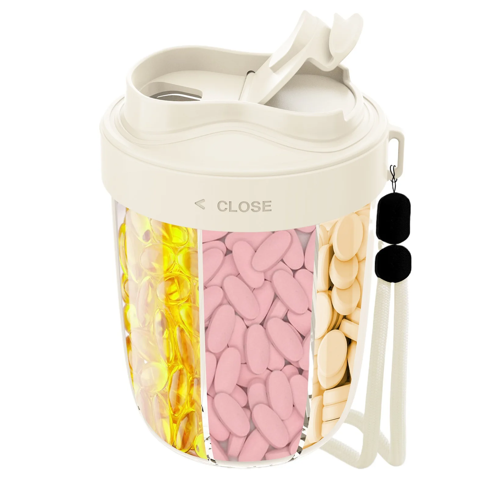 7 Grids Large Pill Cup Bottle Organizer Supplement Organizer for Holding 7 Various Vitamins Travel Pill Case Box Straw Container
