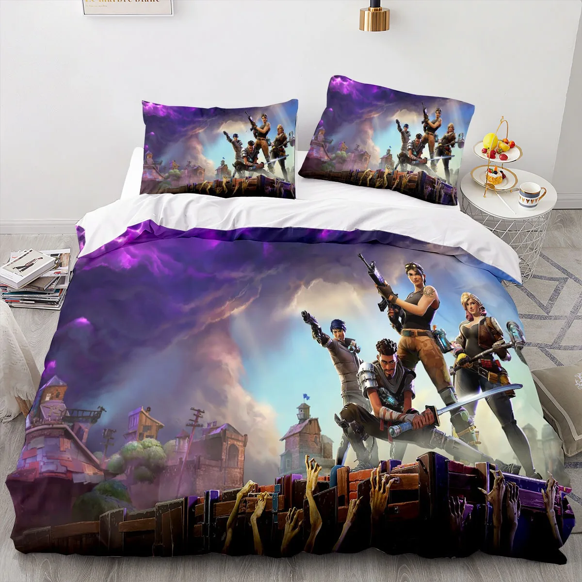 

3D printed F-fortnite Bedding Sets,exquisite Anime bed supplies set duvet cover bed comforter set bedding set