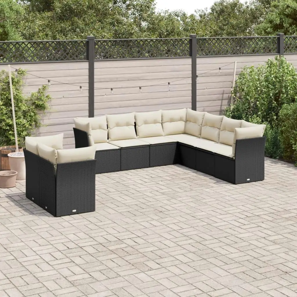

Cozy Black Cream Garden Sofa Set Outdoor Furniture Lounge Seating Stylish Comfortable Design