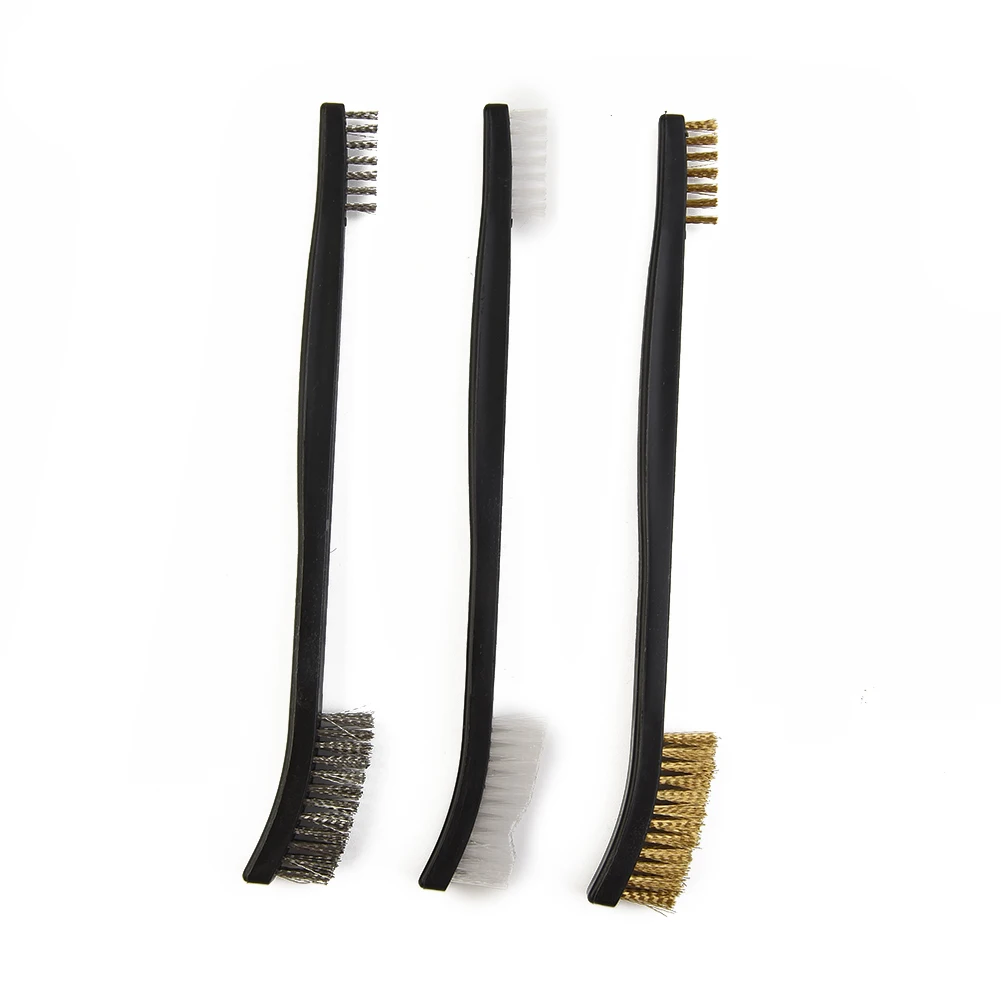Brass Wire Brush Fitter Grinder Metal Polishing Rust remover Supplies Tools Workshop 3pcs Black Stainless steel