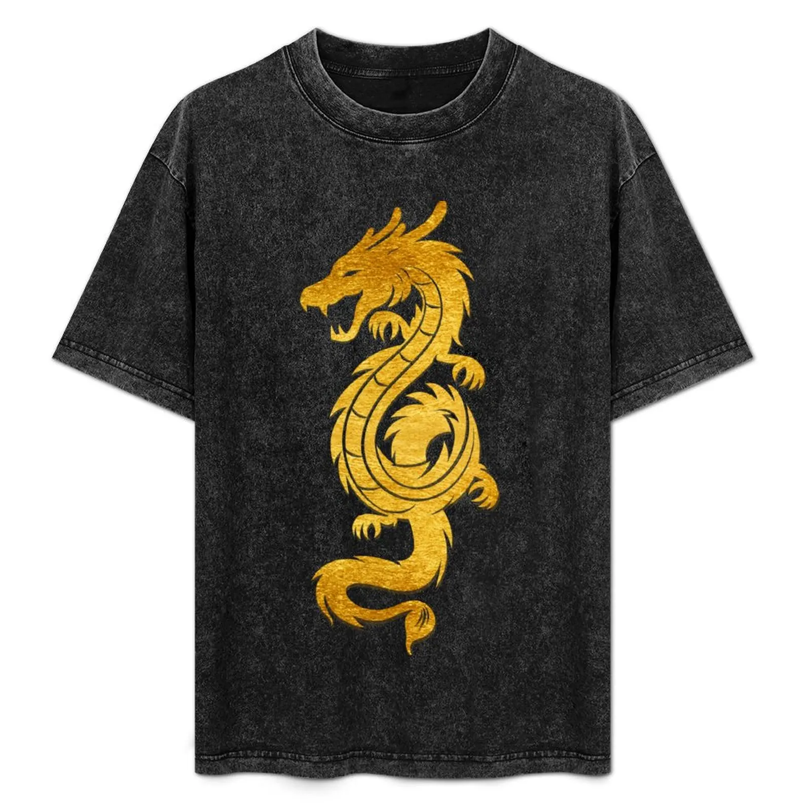 

golden dragon T-Shirt Abstract Pattern Print Top