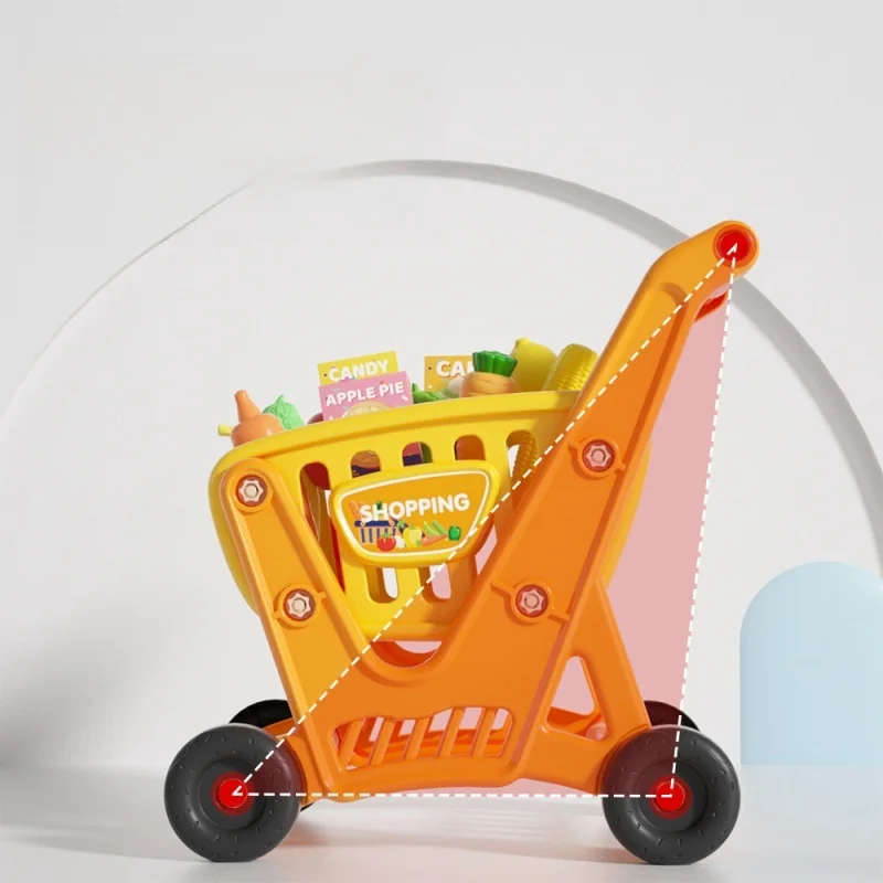 Children Supermarket Shopping Driver Cart Pretending Toy Children Mini Basket Simulated Cutting Food Fruit Kitchen Toy Gift