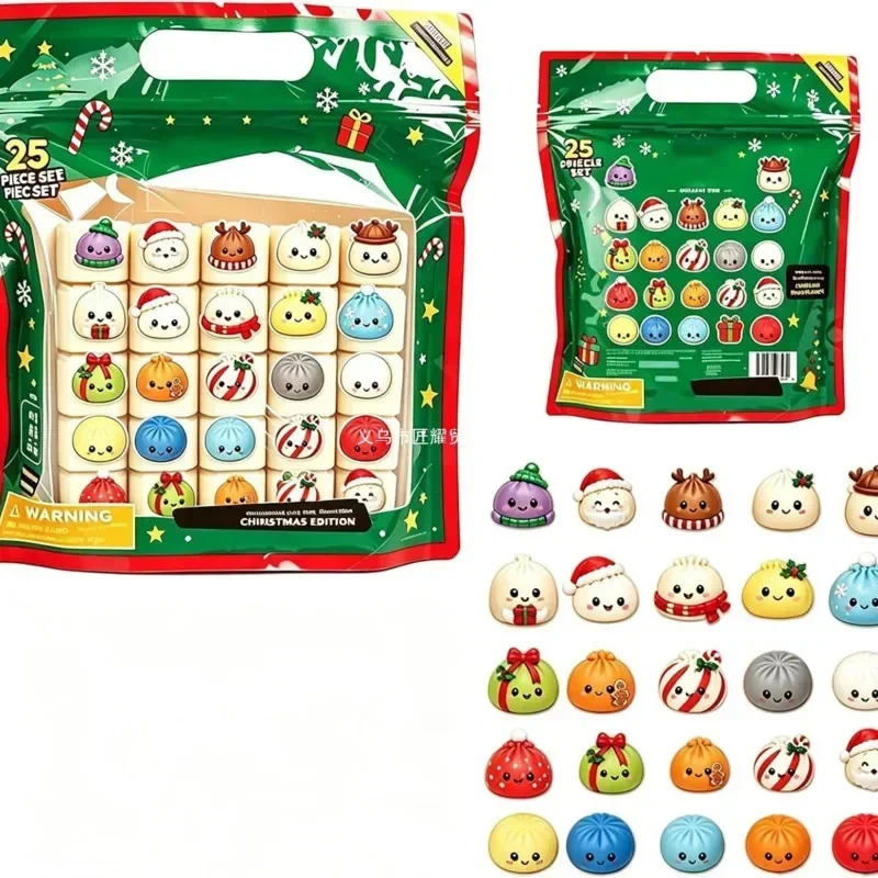 25 Pack Mini Squishy Dumpling Cute Cartoon Surprise Figures Soft Squeeze Fidget Set Halloween Birthday Party Goodie Bag Fillers