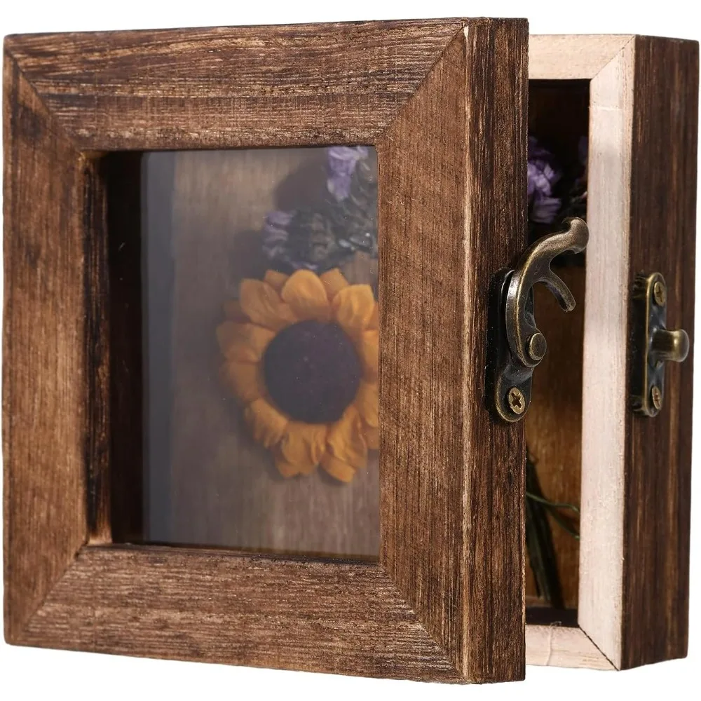 Shadow Box 3D Picture Frame vetrina in legno con scatola di visualizzazione superiore in acrilico trasparente 4 x4in scatola di visualizzazione cornice per artigianato