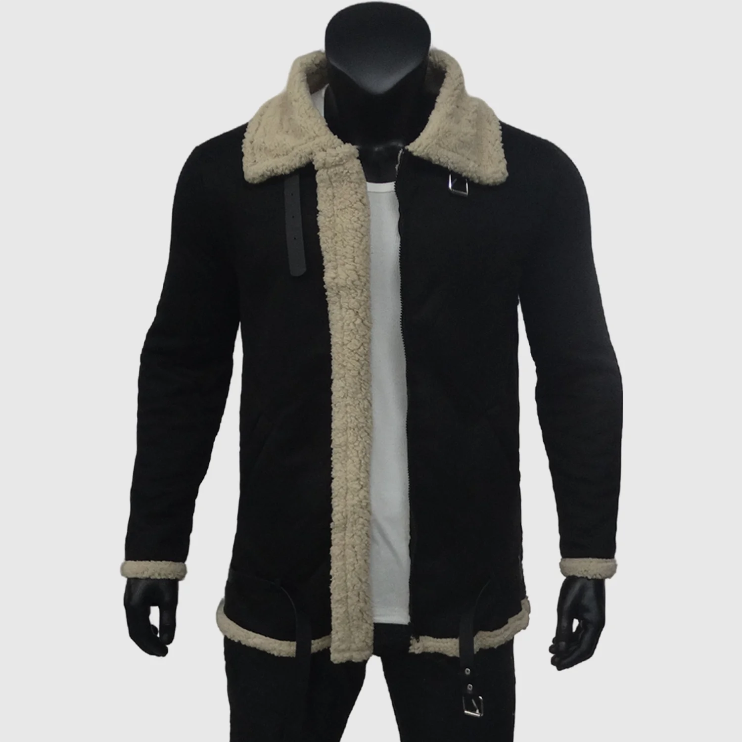 New Men's Winter Jacket European Cozy Fleece Coat Outerwear Thicken Warm Plus Size Men's Faux Lamb's Wool S-5XL