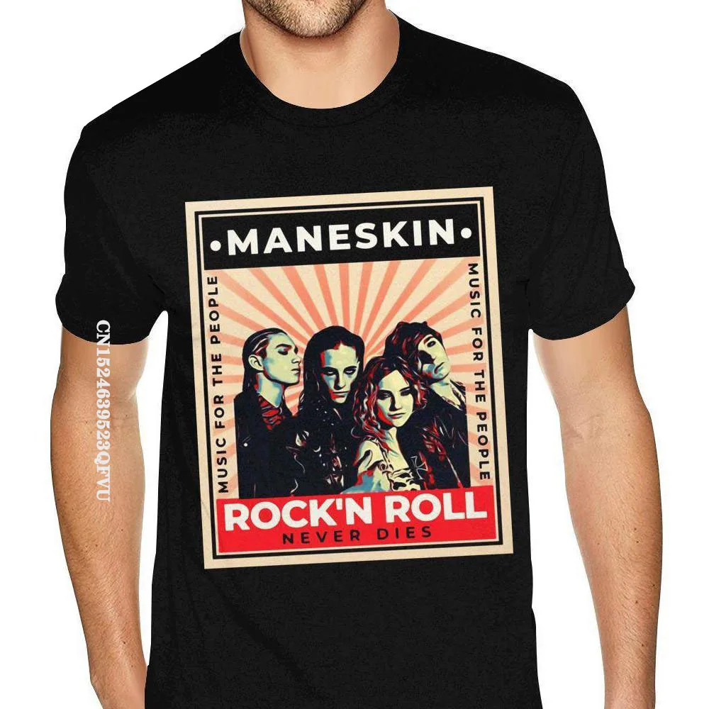 Maneskin Music For The People Wholesale T-Shirt Men For Man Family Tees Shirt Cotton Family Tops Shirts Retro Man T Shirt Europe