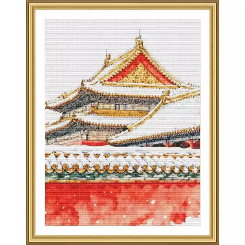 

ZZ8017- Snow falls on the Forbidden City 14CT 16CT 18CT Printed On Canvas Cross Stitch DIY Set Needlework Embroidery 79 Colors