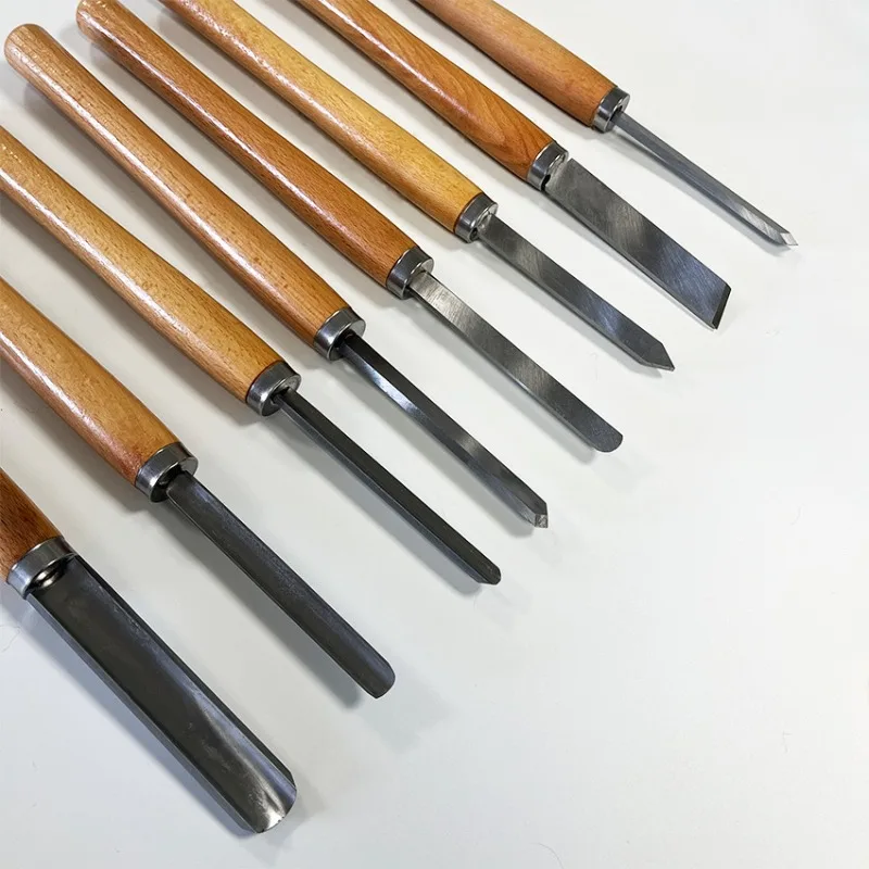 8PCS Carpenter Engraving Tool Set Portable Multiple Styles Multi-functional Woodworking Chisel Wooden Handle Hand Tools Set