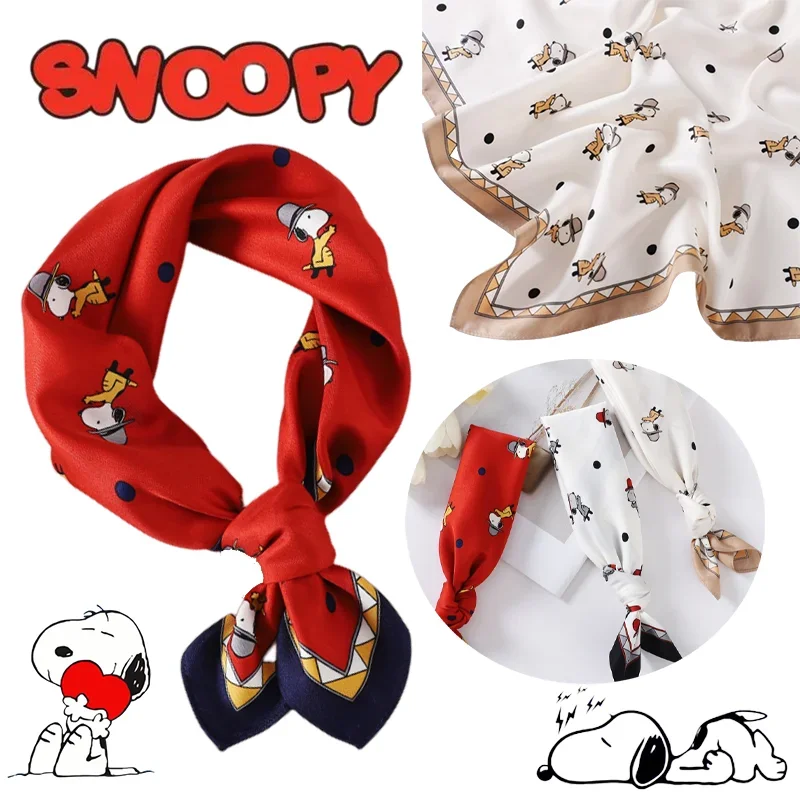 53X53Cm Snoopy Zomer Zijden Vierkante Sjaal Vrouwen Satijn Sjaal Wrap Hijab Mode Print Haar Lint Sjaal Vrouwelijke Hals Uitlaat Bandana