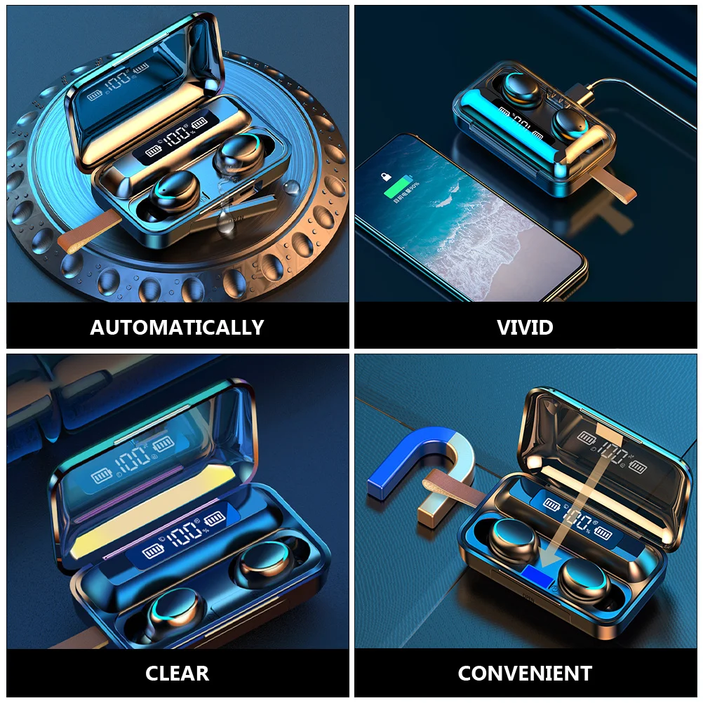 

1Set Earphone Wireless Noise Reduction Earbuds Automatic Pairing Clear Sound Lightweight Portable for Adults Men Women